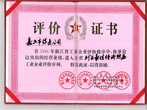 C:\Users\Administrator\Desktop\1994年\行業(yè)最佳經(jīng)濟效益（浙江省經(jīng)濟計劃委員會）\證書 - 副本.jpg